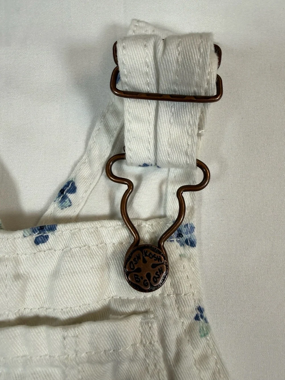 OSHKOSH B’GOSH Baby Floral Denim Overalls White Blue Ditsy Print 6 Months Cotton